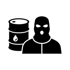 Oil icon. Seized oil. Supply and demand. Crude reserves. Oil industry. Barrel. Oil drum. Vector icon isolated on white background.