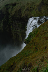 Skógafoss Waterfall in Iceland – Aerial View from Cliff