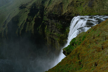 Sk&oacute;gafoss Waterfall in Iceland &ndash; Aerial View from Cliff