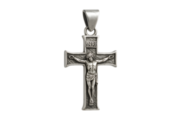 Silver Crucifix Pendant Jewelry Isolated on a Transparent Background
