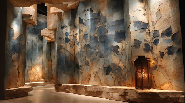 ajanta inspired cave wall with layered pigments
