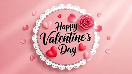 Elegant Valentines Day design with rose hearts and soft pink background