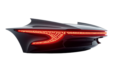 Sleek futuristic automotive taillight design featuring intricate glowing red led patterns against a deep for concept cars