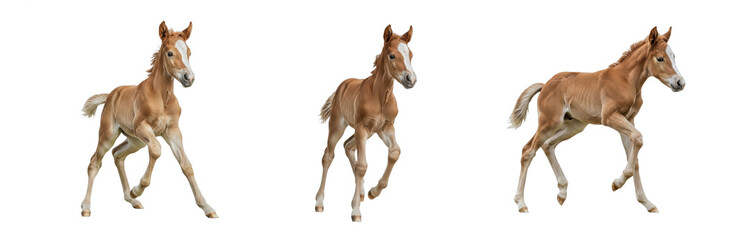 Horse Foal Equus ferus caballus isolated on white background stallion set animal running jumping galloping mane equine mammal biology photography cutout graphic element high-resolution sharp focus © moqddam