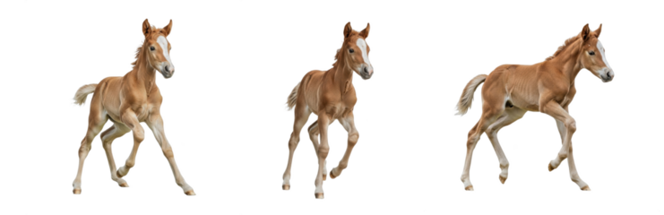 Horse Foal Equus ferus caballus isolated on white background stallion set animal running jumping galloping mane equine mammal biology photography cutout graphic element high-resolution sharp focus