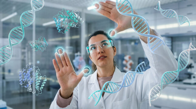Biomedical Scientist Exploring DNA Structures in Laboratory