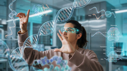 Augmented Reality Genetics Research with Female Scientist