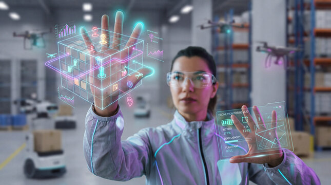 Smart Warehouse Management with Female Logistics Engineer