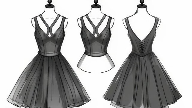 Video A woman wearing a black strapless dress