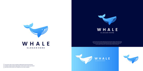 ocean exploration with a humpback whale symbol, modern style, vector design illustration.