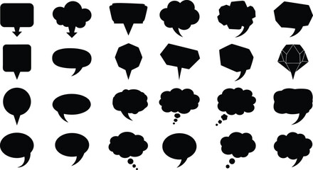Collection of various quotation mark silhouette icons