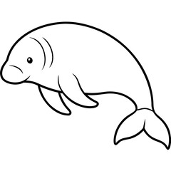 Dugong Line Art Vector – Minimal White Background Illustration