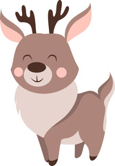 Fototapeta premium Adorable vector illustration of a cute standing deer in a cartoon style. Perfect for children’s products, stickers, nursery prints, greeting cards, and nature-themed designs.