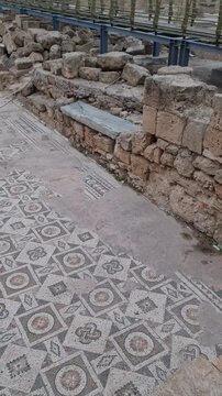 Zypern, Paphos, Altstadt, Steine, Mosaik, historischer Stadtteil, Arch&auml;ologie.