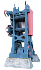 Old sawmill for cutting logs. Isolated background.