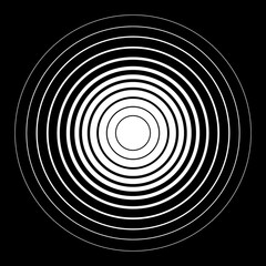 Abstract Geometric  Black and White Circular Shape with Concentric Lines. 