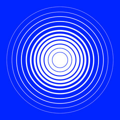 Abstract Geometric Blue and White Circular Shape with Concentric Lines. 