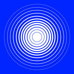 Abstract Geometric Blue and White Circular Shape with Concentric Lines. 