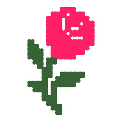 Cute Rose Illustration in Naive Decorative Style on a Transparent Background.