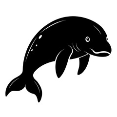 Dugong Silhouette Vector on White Background – Simple Marine Animal Design