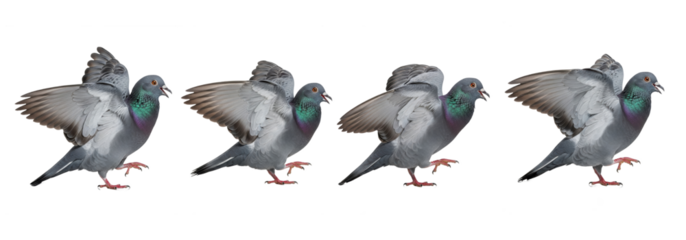 Set Of Rock Pigeon (Rock Dove) isolated on white background, (Columba livia) PNG