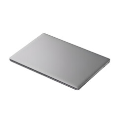 Sleek closed silver laptop computer in an elevated view on a dark background
