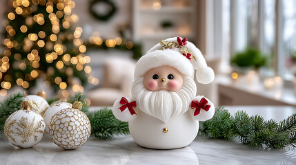 Snowman with Christmas tree.