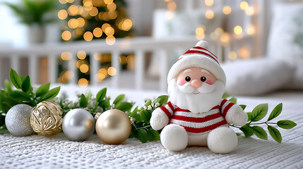 Santa Claus figure on the table.
