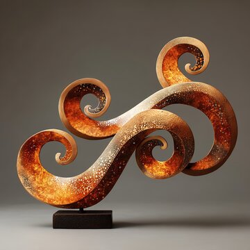 abstract metalwork sculpture with s scroll shapes