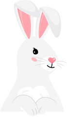 Obraz premium Lovely bunny portrait. White rabbit cartoon character