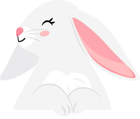 Obraz premium Cute rabbit. Adorable white bunny cartoon portrait