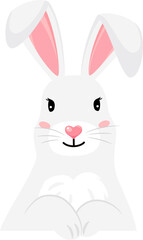 Obraz premium Funny bunny character. Cute white fur rabbit