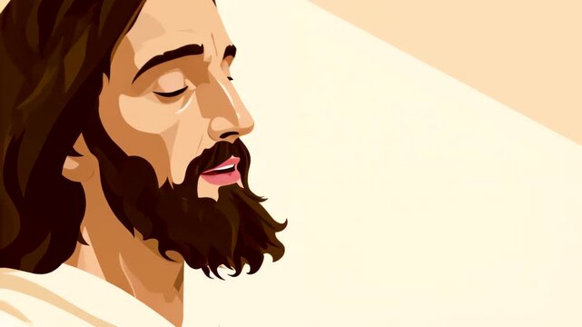 Jesus in quiet prayer with gentle light and hands pressed together close-up portrait