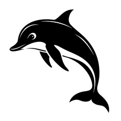 Dusky Dolphin Silhouette Vector on White Background – Simple Marine Animal Design