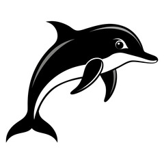 Dusky Dolphin Silhouette Vector on White Background – Simple Marine Animal Design