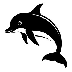 Dusky Dolphin Silhouette Vector on White Background &ndash; Simple Marine Animal Design