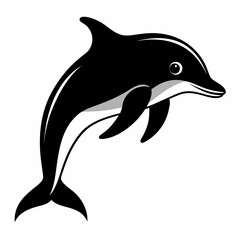 Dusky Dolphin Silhouette Vector on White Background &ndash; Simple Marine Animal Design