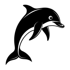 Dusky Dolphin Silhouette Vector on White Background &ndash; Simple Marine Animal Design