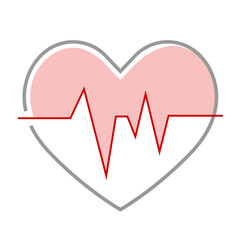 Vector icon heart with electrocardiogram line on symbolizing health