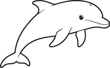 Dolphin drawn with a smooth gentle aquatic style in simple minimal ocean line art one line art