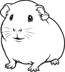 Hamster drawn in a cute soft rounded minimal style with gentle character features line art one line art
