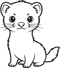 Honey badger illustrated in a simple minimal wild animal style with calm expression line art one line art