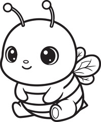 Honey bee designed in a soft clean minimal insect style with gentle rounded line art one line art