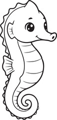 Sea horse designed in a gentle soft minimal ocean animal style with flowing line art one line art