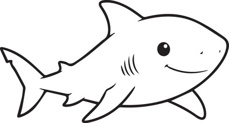 Shark illustrated in a smooth minimal marine wildlife style with clean flowing line art one line art