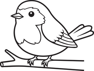 Sparrow drawn in a simple gentle minimal bird character style with rounded line art one line art