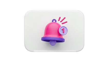 Notification Bell Icon with Number 1 on White Background
