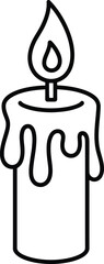 A simple line drawing of a lit candle with melted wax