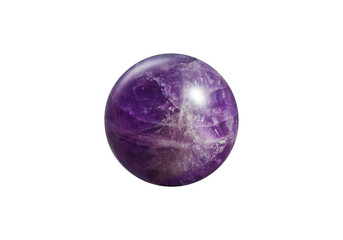 An elegant amethyst orb on a white isolated background, displaying soft purple shades with a polished surface. Suitable for luxury decor or crystal therapy.