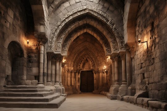 romanesque portal with zigzag archivolts and ashlar